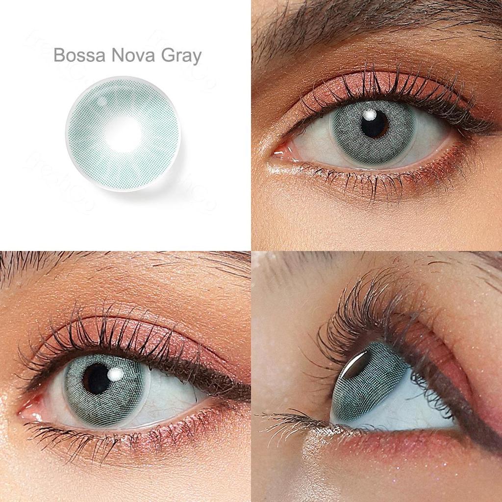 FreshGo Soft Color Contact Lens Gray Coloured Contact Lenses for Eyes Cosmetic Beautiy Pupils 1 Pair Yearly Contact Lenses