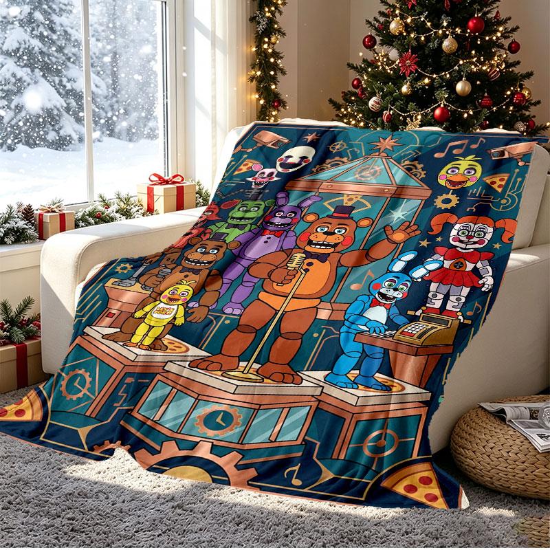 Five Nights at Freddy's Pattern Blanket for Home Decoration, Bed, Sofa, Car Travel, Camping, Suitable for All Seasons, Birthday Christmas Gift