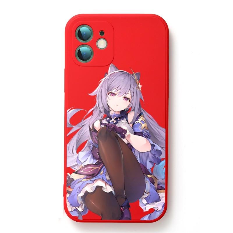 Genshin Impact Keqing Phone Case For IPhone 14 11 12 13 Pro Max X XR XSMax 6 6S 7 8 Plus SE 2022 Soft Square Color Phone Cover