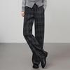 Women's Plaid Wide-Leg Elastic Waist Trousers