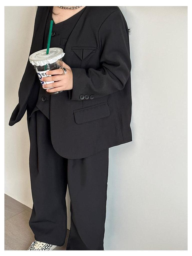 Осень 2025 Девочки Костюм-конфетка из 3 предметов - Блейзер в корейском стиле