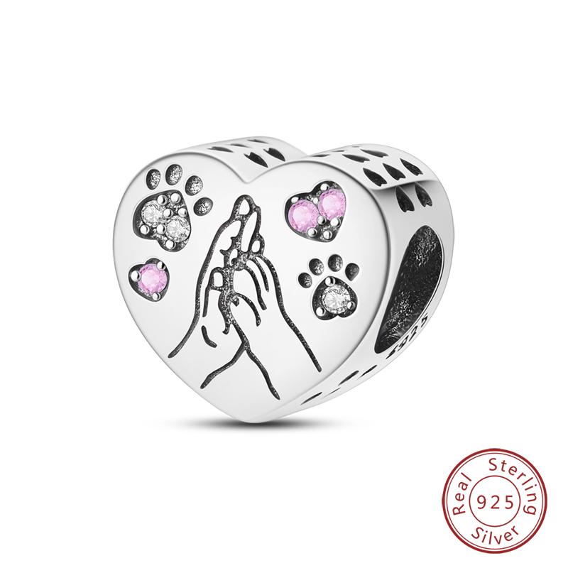 Настоящая медь Розовая серия Шармы-бусины в форме сердца Подходят для оригинальных браслетов Qikaola Сделай сам Украшения на День матери Подарок для мамы