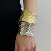 Fashion Vintage Metal Woven Wide Self-Regulating Bangle Women Smooth Curved Open Bracelet Punk Jewelry Accessories