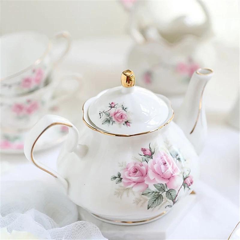 Благородный керамический чайник 500 мл, чашка 120 мл, розовый кофейник Camellia, домашний высококачественный фарфоровый чайник, кувшин для вечеринок, кафе, чайная утварь, чайник