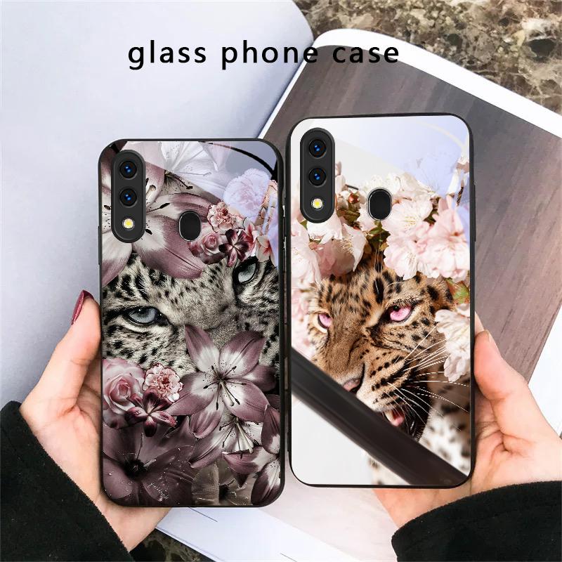 Цветочный Леопардовый Тень Для Samsung Galaxy A30 A31 A32 A33 A34 A35 A42 A30s A20 A25 A26 A51 A56 A54 A72 A73 70 Стеклянный Чехол для Телефона