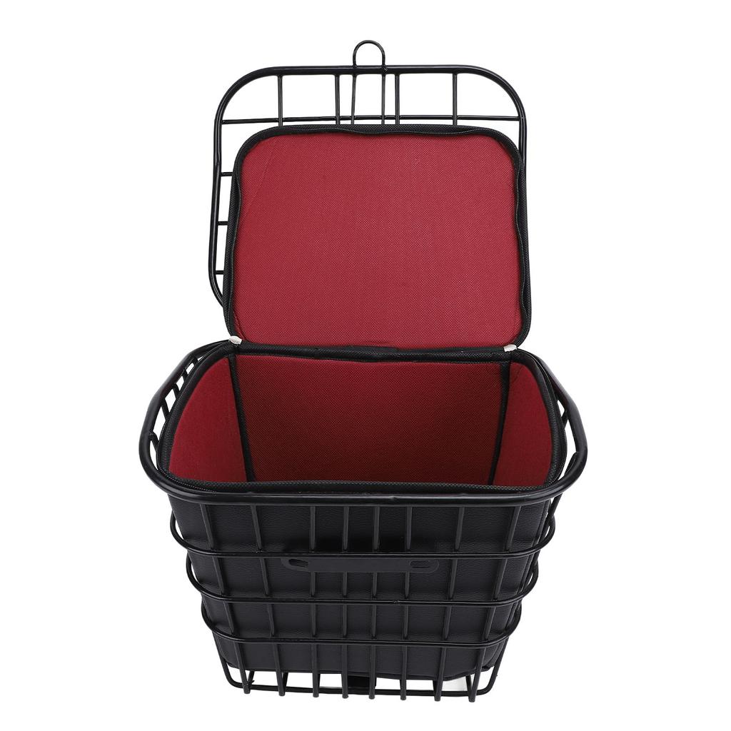 Корзина для велосипеда с черной подкладкой, водонепроницаемая металлическая передняя корзина для хранения велосипеда для электровелосипеда