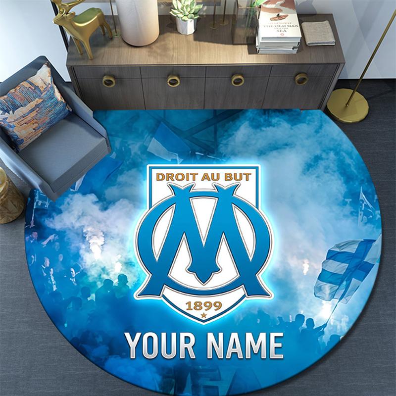 Custom Name Marseille Round Area Rug,Carpet Rug for Living Room Bedroom Sofa Playroom Decor,Non-slip Floor Mat
