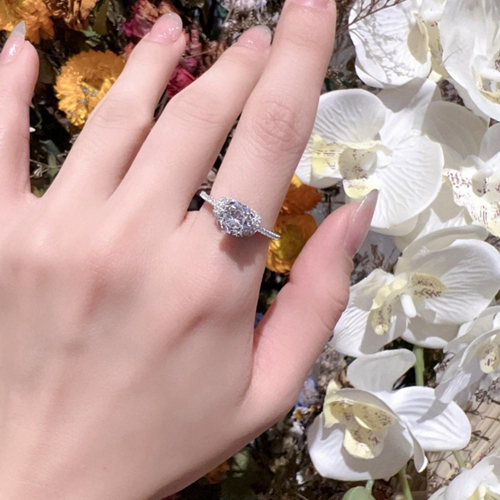 Vinregem Классическое элегантное женское кольцо из 100% стерлингового серебра 925 пробы с бриллиантами круглой огранки 6,5 мм 1CT 3EX VVS1 D, цвет настоящий муассанит с бриллиантами, свадебные украшения для помолвки