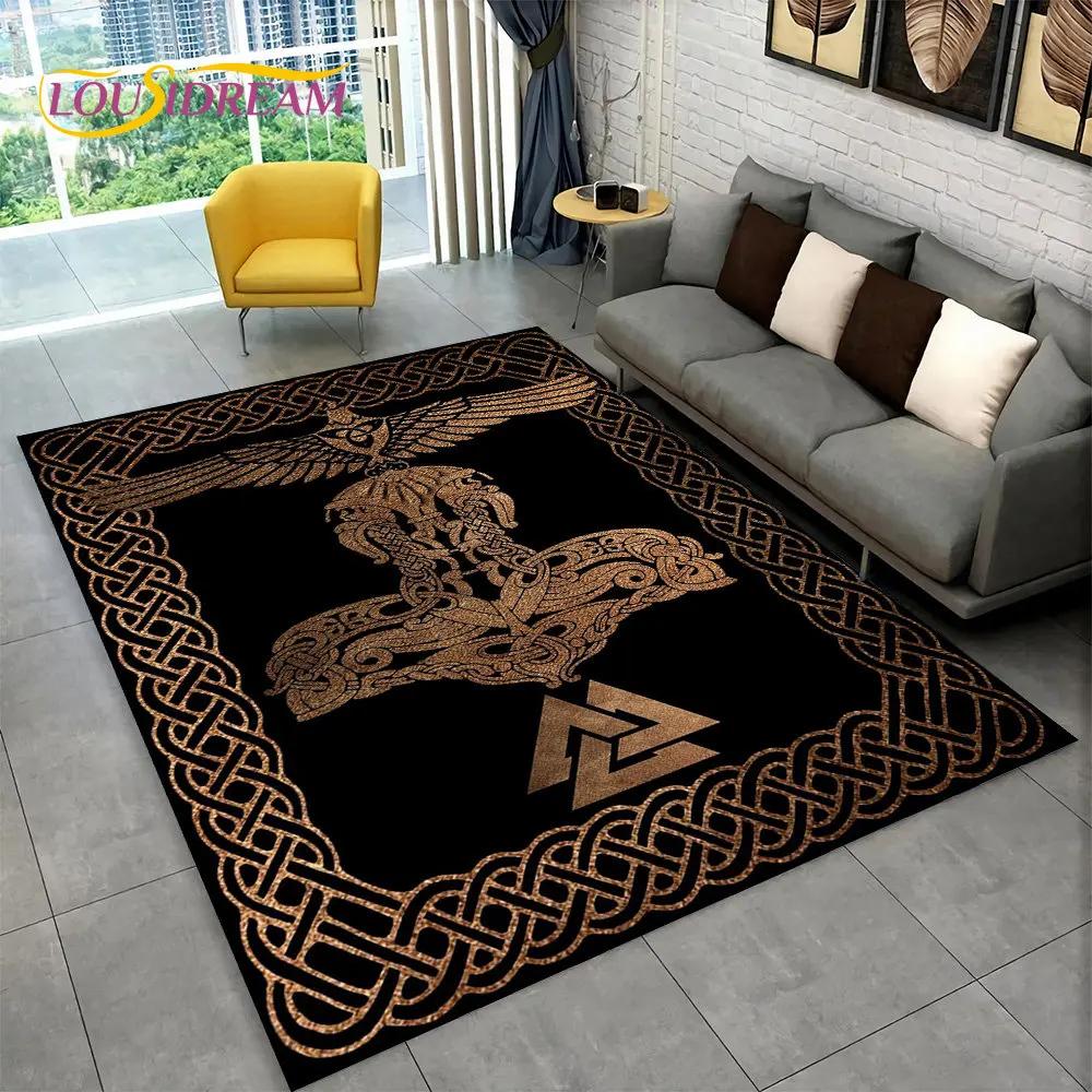 Ковер-циновка Викинг Скандинавская мифология Бог Локи Руна,Ковер для гостиной спальни дивана придверный коврик кухонный декор,Нескользящий коврик для пола