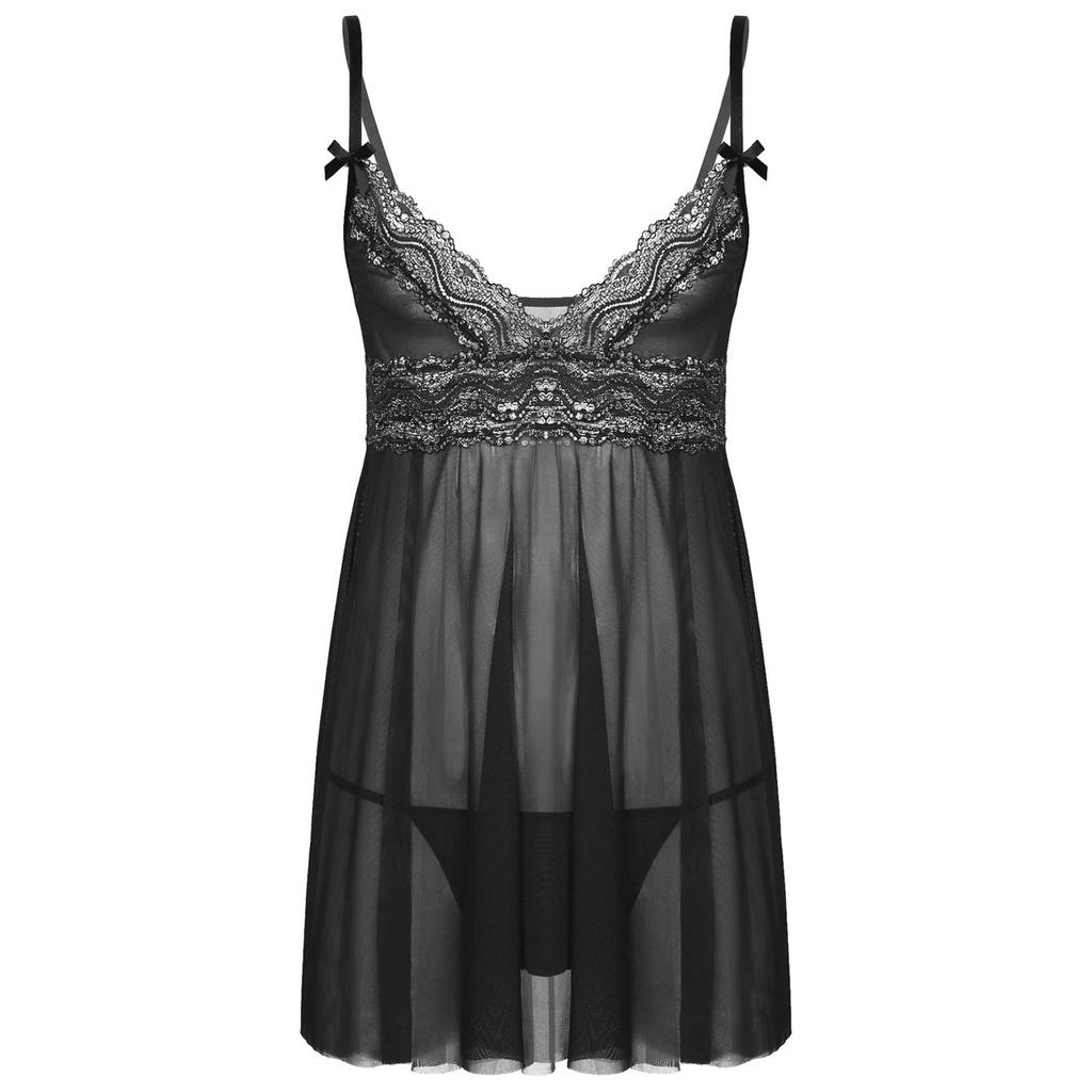 Мужское прозрачное кружевное белье Sissy, регулируемые бретельки, сорочка с глубоким V-образным вырезом, одежда для сна Babydoll