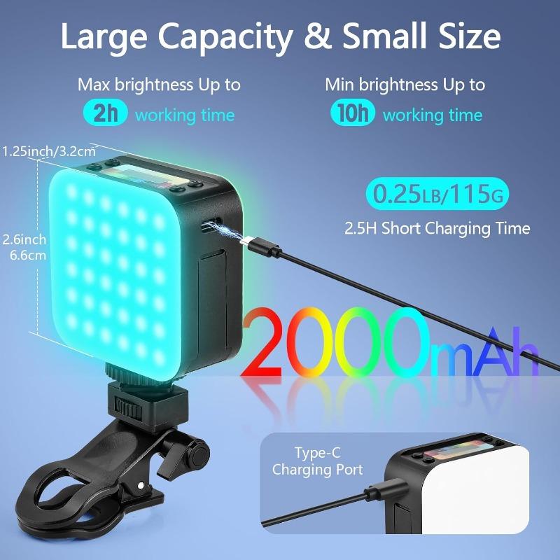 Magnetic RGB Video Light, Colorful LED Camera Lights with Mini Ball Head/2500K-9000K/2000mAh Rechargeable Portable Photography Selfie Lighting
