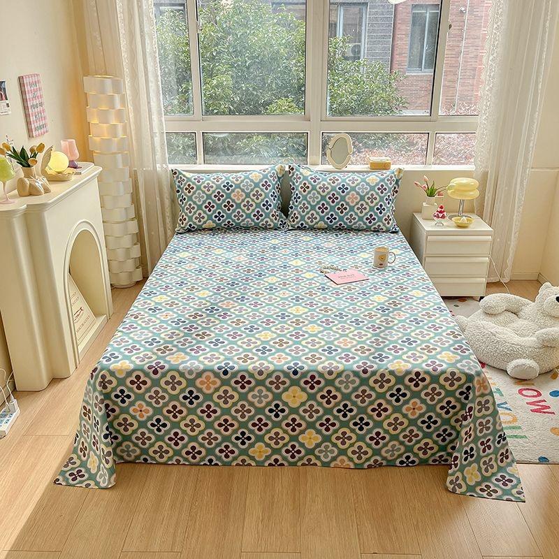 100% Хлопковые Простыни С Цветочным Принтом Плоская Простыня Покрывало Клетка Плед Домашний Текстиль Без Наволочки