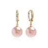 E484 10mm Peach Pearl Austrian Gold One-Touch Earrings