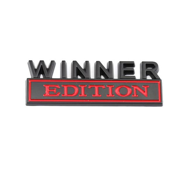 1Pc 3D Metal Winner Edition Logo Car Front Grille Badge Side Fender Rear Trunk Emblem Sticker Decal