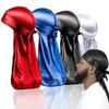 2Pcs New Silk Durag Bandana Turban Hat Men Breathable Long Tail Doo Rag for Men Durags Pirate Hat Headband