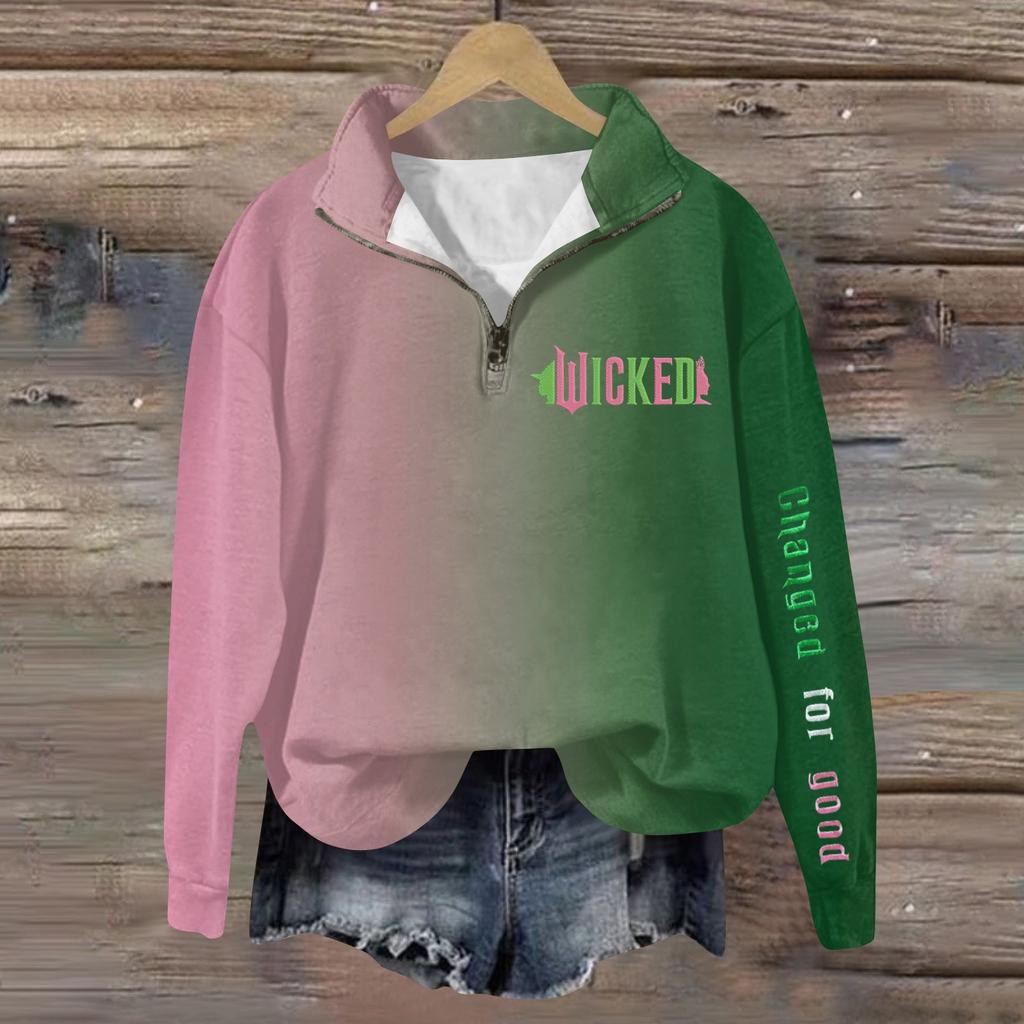 Женская модная универсальная толстовка с длинными рукавами и принтом ведьмы на молнии