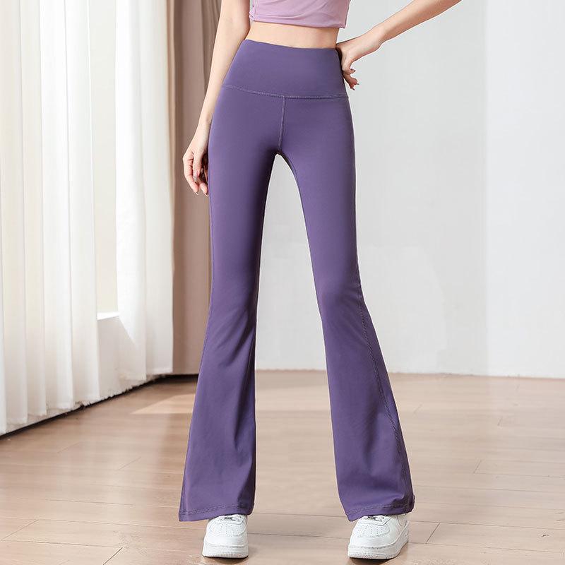 Женский комплект для йоги и пилатеса с высокой талией 2025: Брюки клеш и тренировочный топ