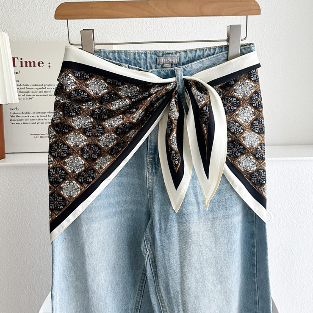 Satin Waist Triangle Scarf Belt Ethnic Style Shirt Extender Fashion Silk Scarf Women's Fashion