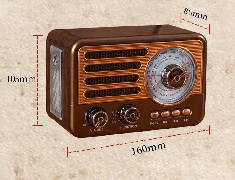 Роскошный дизайн, беспроводной Bluetooth-динамик, винтажный радиоприемник, перезаряжаемый FM/AM/SW ПОДДЕРЖКА USB/SD/TF HIFI стерео Mp3-плеер
