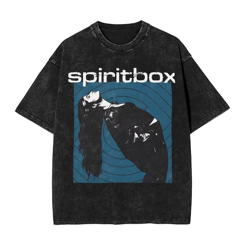 Мужские Женские Spiritbox Логотип Винтажные Стиранные Футболки Чистый Хлопок Топы Повседневные С Коротким Рукавом Круглый Вырез Футболки Футболка