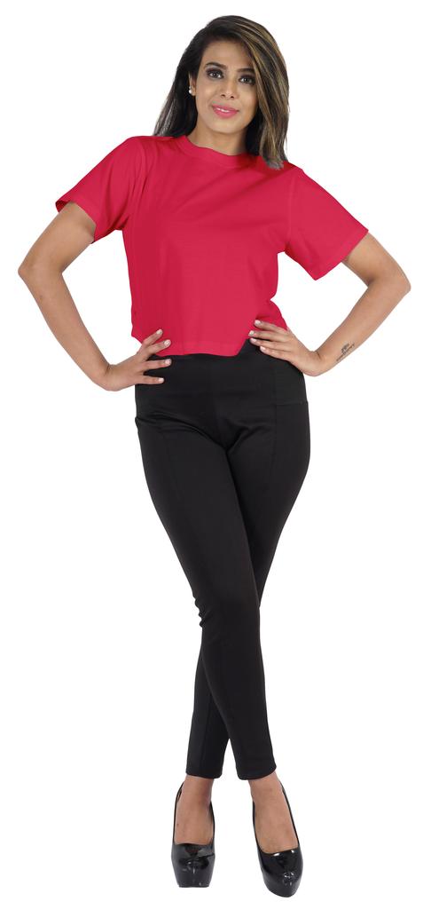 Inkmeso Short Sleeve Casual Cropped Tee For Womens Solid Crew Neck Crop Top