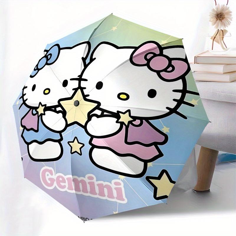 1pc Gemini Hello Kitty Stars Umbrella with Plastic Handle,Suitable for All Seasons Home Travel Outdoor UmbrellaSanlio008
