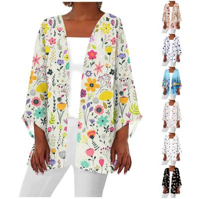 Женская повседневная модная легкая куртка средней длины с принтом в стиле ретро, ​​кардиган