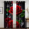 3D Bright Rose Floral Curtains Romantic Love 2 Panels Suitable for Living Room Deluxe Bedroom Kitchen Balcony Window Decoration
