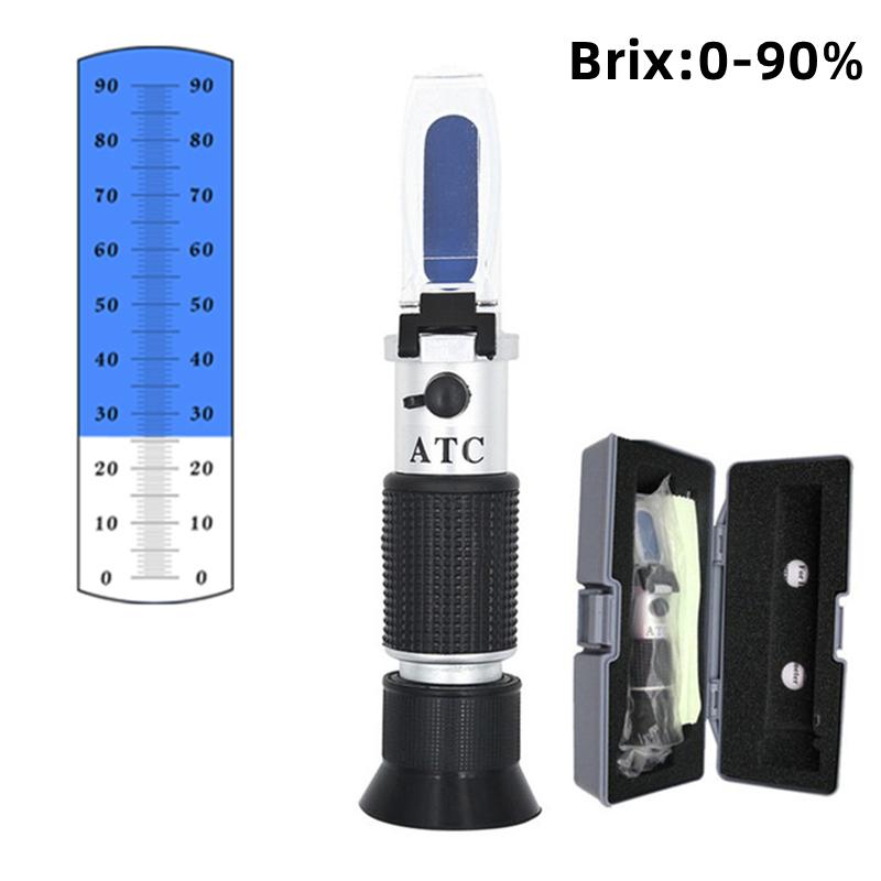 Ручной рефрактометр Brix для измерения концентрации сахара 0-32%/0-50%/0-90% сахарозы, денсиметр для меда, фруктов, сока, вина