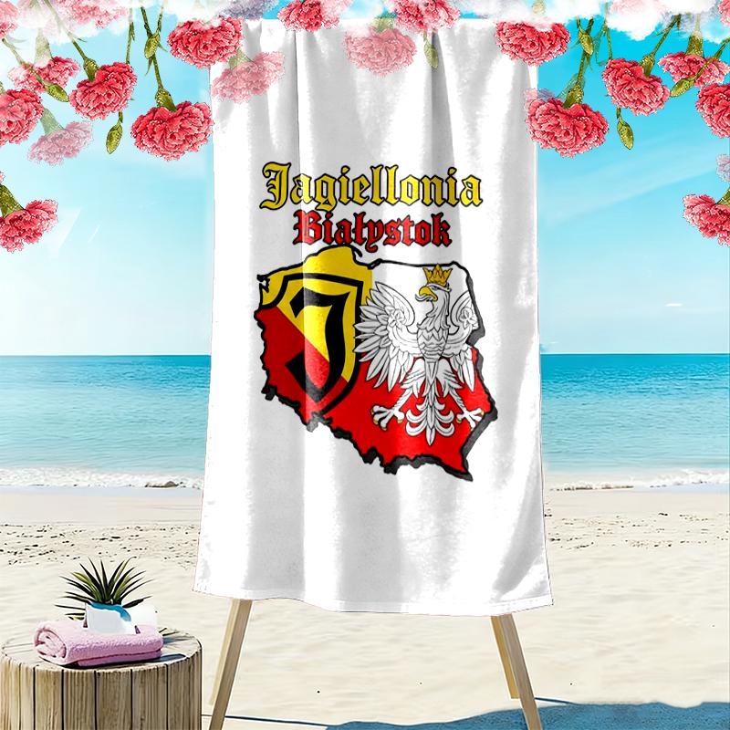 Jagiellonia Biaystok Print Beach Towel Large Soft Quick Dry Towel For Beach Camping Swimming