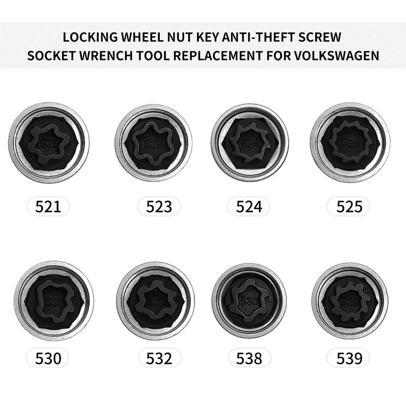 Замена для Volkswagen Master Key 539/538/532/530/525/524/523 для секретных колесных болтов, инструмент-ключ с головкой для противоугонных винтов