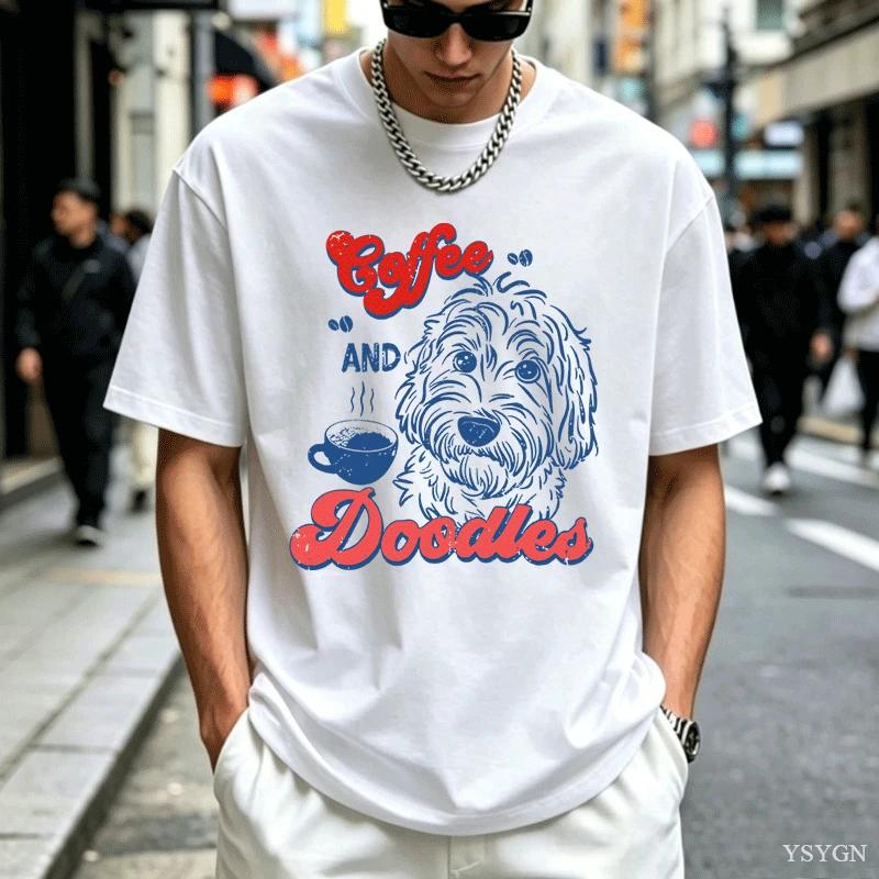 Coffee Funny Doodle Dog Coffee Club Pet Lover Streetwear Tshirt Humor Tee Loose Fit Clothing For Unisex And Unisex Short Sleeve