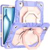IPad Air 13-inch M3 M4 Case With 360 Rotating Stand Shockproof PC Silicone Hybrid Cover Hand Strap Carry Handle