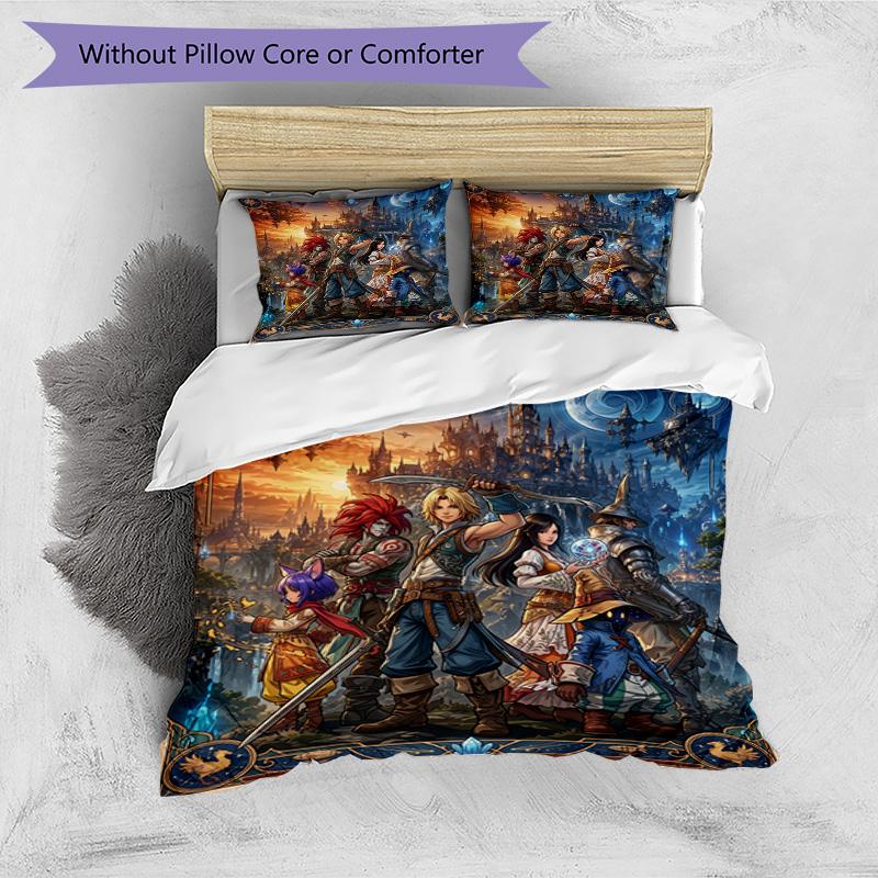 3pcs Duvet Cover Set (1*Duvet Cover + 2*Pillowcase, Without Core), Final Fantasy Print Bedding Set, Bedroom Decor, All‑Season, Birthday Gift
