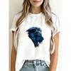 Женская повседневная футболка белая синяя с принтом головы льва для повседневной носки и прогулок