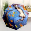 Otter, Autumn Leaves Theme 8 Bone Hand Automatic Folding Umbrella, Compact and Portable Design, A Perfect Gift for Birthday, Christmas or Bu
