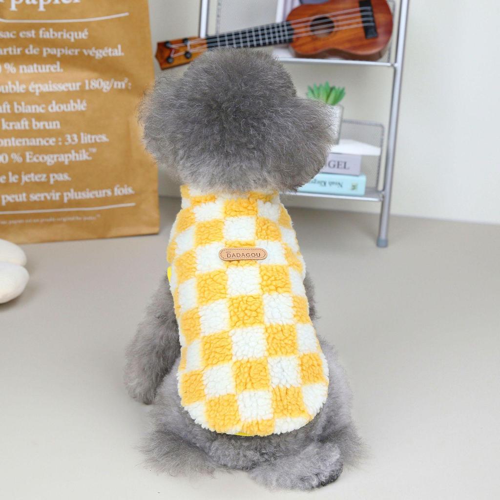 Флисовая одежда для собак из клетчатой ткани на осень/зиму — подходит для пород бишон и тедди