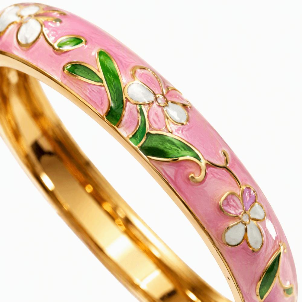 Enamel Bohemian Cloisonne Bracelet Traditional Peony Filigree Flower Bangle Gifts for Women Girl