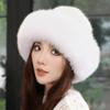 Новые стильные шапки-бини для женщин, зимняя теплая пушистая шапка с костями, мягкая уличная толстая шапка из натурального лисьего меха, женские куполообразные шапки