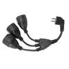 Power Cable Splitter 3 Outlet Adapter Extension Cord for Home Kitchen Office Maximum 16A 1.5mm² Black EU Plug