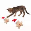Kitten Toy Soft Comfortable Cartoon Increase Appetite Clear Stomach Teeth Cleaning Long Lasting Christmas Hat Gingerbread Man Cat Plush Toy for Home