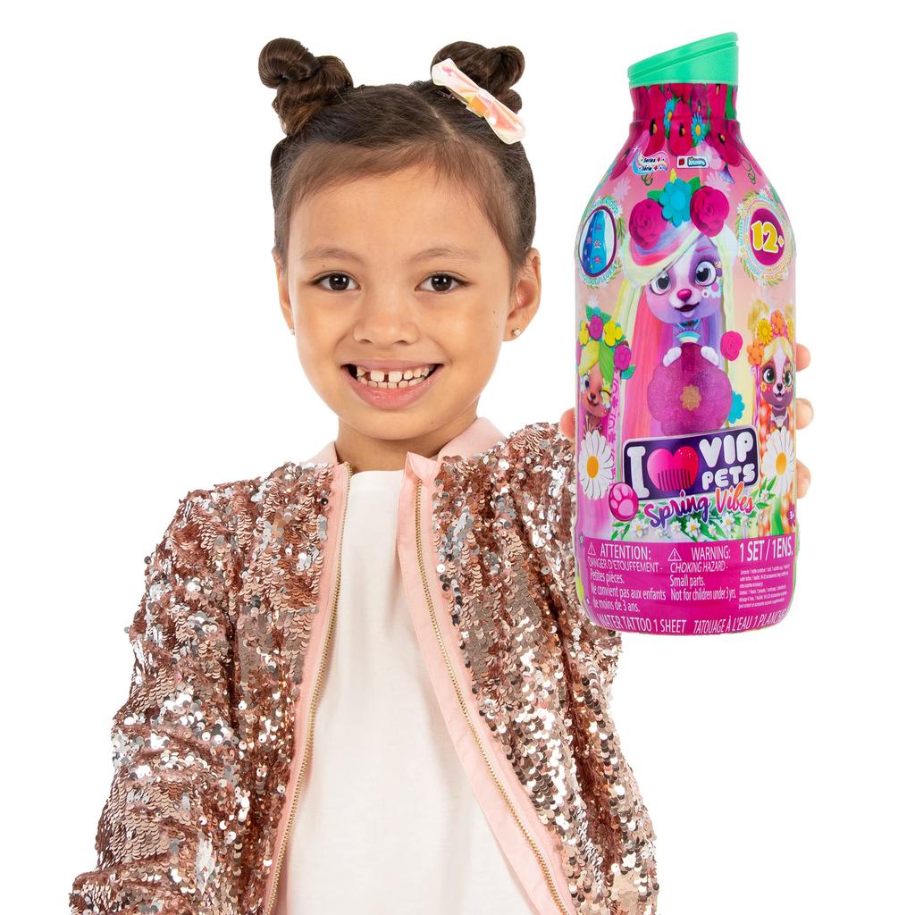 VIP Pets Spring Vibes Series Includes 1 VIP Pet 9 and 6 Hair Styling Accessories Girls and Children Ages 3 and Up - - Doll, Surprises,