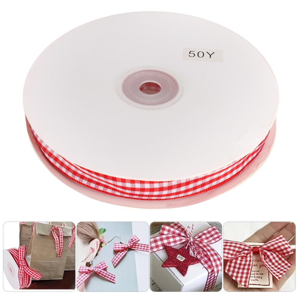 1pcs 50 Yards Length Plaid Ribbon Red &Black Gingham Polyester Ribbon Checked Ribbon DIY Crafts