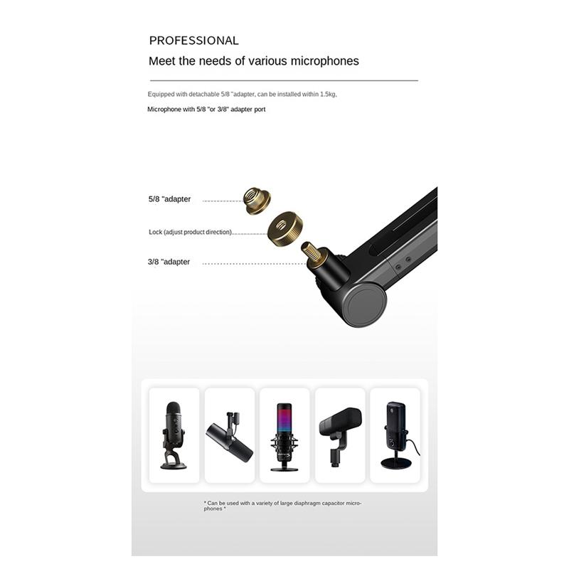 ABNR Adjustable Suspension Boom Microphone Live Microphone 360 ° Universal Desktop Bracket