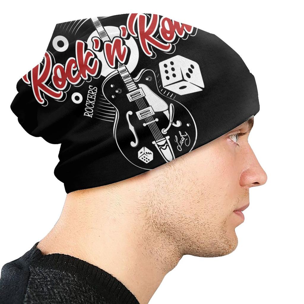 Music Dice Rockers Guitars Rockabilly Rock and Roll Washed Warm Bonnet Cycling Casual Beanies Protection Unisex Women Hats
