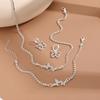 Three-piece artificial rhinestone butterfly necklace, earrings, and bracelet set