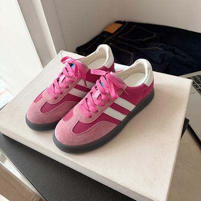 Виноградная мама тот же стиль~ Клубничный медведь 2025 весна и лето новая ретро немецкая тренировочная обувь корейская версия повседневная кожаная обувь Форрест Гамп