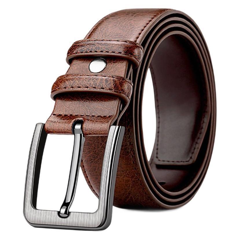 Retro Vintage Mens Leather Belt With Alloy Buckle For Formal And Casual Wear