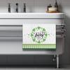 St Patricks Day Luck Green Kitchen Towels - Shamrock Wreath Quick-Dry Embroidered 'Lucky' Centerpiece Art, Irish-Themed Decorative Hand Towel for