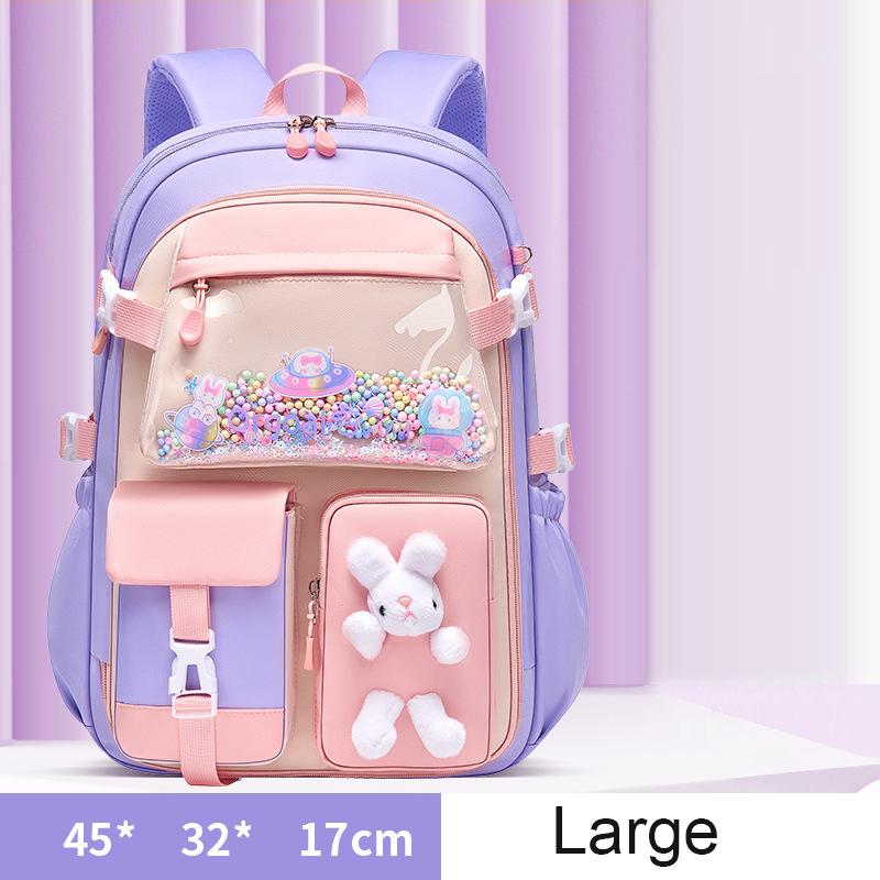 Школьный рюкзак для начальной школы 1-5 класс Милый красочный школьный портфель для девочек Водонепроницаемый Большая вместимость Мультяшный кролик Mochila Escolar